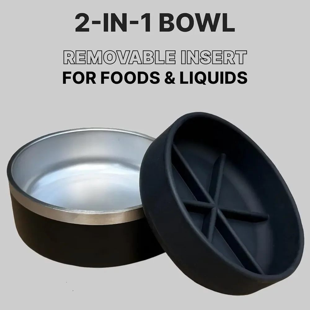 Modern Haus - Slow Feeder Pet Bowl, 32oz (4 Cups) with Removable Insert Black